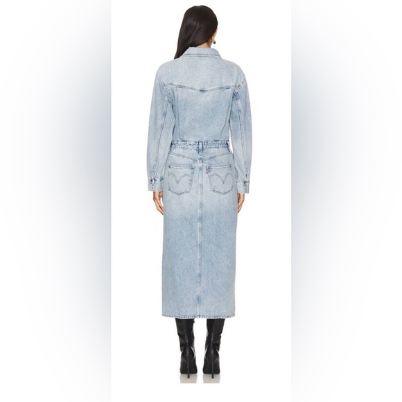 LEVI'S WESTERN DENIM MIDI SHIRT DRESS JEANS SIZE 33 NWT- Feeling This - Picture 2 of 9